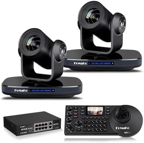 FoMaKo 30X Optical+16X Digital Zoom PTZ Camera, 1080P 60fps AI Auto-Tracking,for Industry Seminar Conference and Industry Lecture Live Streaming and Live Production(K30X2+KC608 Pro+P1000) in Kuwait