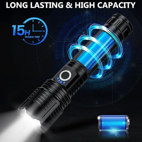 3Pack Flashlights High Lumens Rechargeable, 99,000 Lumens Super Bright LED Flashlight, Powerful Flash Light with 5 Modes, Flashlights for Home Camping, IPX7 Waterproof in Kuwait