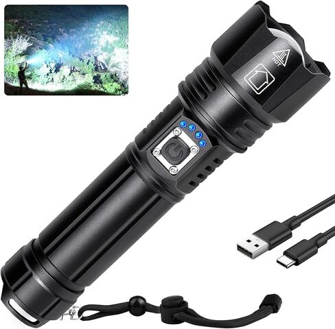 TELEMORE Rechargeable Flashlights 2 Pack, Super Bright High Lumens Flash Light, 5 Modes Adjustable Linternas with LCD Digital Display, Powerful Handheld LED Flashlights for Home Emergencies Camping in Kuwait