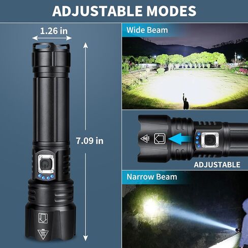 TELEMORE Rechargeable Flashlights 2 Pack, Super Bright High Lumens Flash Light, 5 Modes Adjustable Linternas with LCD Digital Display, Powerful Handheld LED Flashlights for Home Emergencies Camping in Kuwait