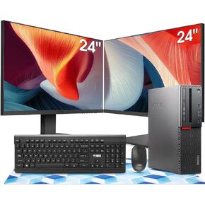 Lenovo ThinkCentre M800 SFF Desktop Computer PC, New KOORUI Dual 24" FHD Monitors,Intel Core i5 6500, 32GB DDR4 RAM,New 1TB SSD, Built-in AC WiFi,DVD-RW,Wireless Keyboard Mouse (Renewed) in Saudi Arabia
