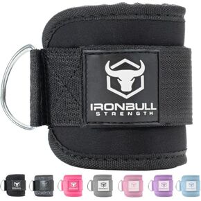 أحزمة الكاحل Iron Bull Strength لآلات الكابلات (زوج) - حلقة مزدوجة على شكل حرف D، قابلة للتعديل بالكامل، من النيوبرين المريح المسامي - للساقين والأرداف وتمارين البطن والوركين - تناسب النساء والرجال in Kuwait
