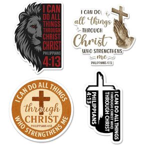 (4 Pcs) Christian Stickers – Bible Verse Waterproof Vinyl Decals for Laptop, Water Bottle, Car – Inspirational Christian Stickers, Faith Stickers, Religious Sticker Pack JESUS-11326-015 in Kuwait