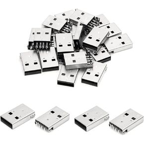 PCB USB موصل USB-AM 2.0 ذكر جاك 4 دبوس 90 درجة لوحة غرق 20 قطعة، WuJuntool in Kuwait