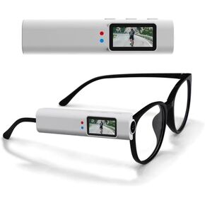 2.7K Wearable Video Camera for Sports & Travel, Hands-Free POV Sports Camera for Glasses,110° Wide Angle WiFi APP Control Action, First-Person View Camera for Traveling Cycling Vlogging (White) in Saudi Arabia