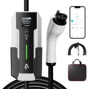 ANDEMAN المستوى 2 شاحن EV 32Amp، 7.68KW شاحن السيارة الكهربائية المحمولة 240V، SAE-J1772 وNEMA 14-50 التوصيل، الشحن المجدول، تيار قابل للتعديل، التطبيق الذكي، كابل 25 قدم للمركبات الكهربائية والهجينة in Kuwait
