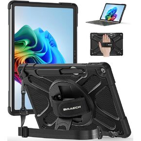 حافظة BRAECNstock لجهاز Microsoft Surface Pro 12 بوصة الإصدار الأول 2025، حماية قوية مع حزام يد دوار وحامل، حزام كتف، حامل أقلام رصاص، متوافق مع لوحة مفاتيح نوع الغطاء، أسود in Kuwait