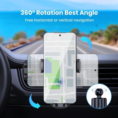 Car Phone Holder, Universal Phone Mount for Car Vent, Hands Free Cell Phone Holder Stand, Air Vent Phone Mount Compatible with iPhone & Android Smartphones in Kuwait