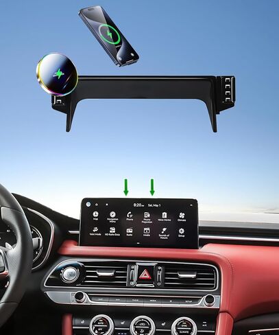 حامل هاتف السيارة لملحقات 2022 2023 2024 2025 2026 Genesis G70 ينطبق على شاشة تعمل باللمس مقاس 10.25 بوصة ومشبك ثابت للهاتف الخلوي المغناطيسي بدون استخدام اليدين ودوران 360 درجة in Kuwait