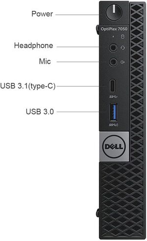 Dell Optiplex 7050 Micro Business Desktop i7-6700T حتى 3.60 جيجا هرتز 32 جيجا DDR4 جديد 1 تيرابايت NVMe M.2 SSD لوحة مفاتيح لاسلكية ماوس واي فاي BT HDMI شاشة مزدوجة تدعم Windows 11 Pro (متجدد) in Kuwait