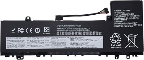 بطارية بديلة L22C3PA4 L22M3PA4 L22L3PA4 متوافقة مع Lenovo IdeaPad Slim 5-14ABR8 5-16ABR8 5-14IAH8 5-16IAH8 5-14IRL8 5-16IRL8 Series L22B3PA4 5B11N45401 SB11N45426 5B11N45412 -11.52 فولت 56.6 وات في الساعة in Kuwait