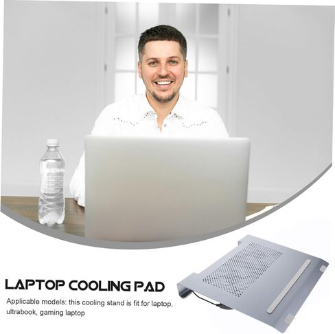 Artibetter Aluminum Alloy Laptop Cooler Stand with Fan Cooling Pad for Notebooks to 17.3 Inch, Elevated Gray Cooling Rack for Gaming and Office Use in Kuwait