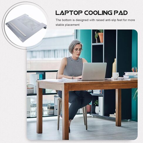 Artibetter Aluminum Alloy Laptop Cooler Stand with Fan Cooling Pad for Notebooks to 17.3 Inch, Elevated Gray Cooling Rack for Gaming and Office Use in Kuwait