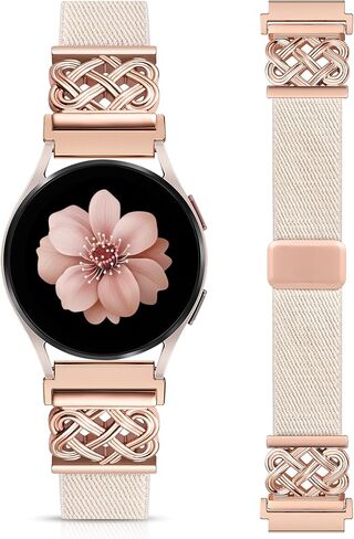Minyee Magnetic Stretchy Band Compatible with Samsung Galaxy Watch 7/6/5/4/FE/Active 2 40mm 44mm/Watch 6 Classic 43mm 47mm/5 Pro 45mm Women Men,20mm Celtic Knot Soft Elastic Nylon Fabric Dressy Strap in Saudi Arabia