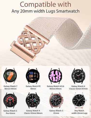 Minyee Magnetic Stretchy Band Compatible with Samsung Galaxy Watch 7/6/5/4/FE/Active 2 40mm 44mm/Watch 6 Classic 43mm 47mm/5 Pro 45mm Women Men,20mm Celtic Knot Soft Elastic Nylon Fabric Dressy Strap in Saudi Arabia