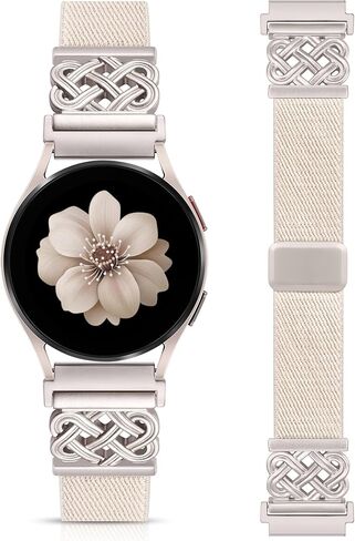 Minyee Magnetic Stretchy Band Compatible with Samsung Galaxy Watch 7/6/5/4/FE/Active 2 40mm 44mm/Watch 6 Classic 43mm 47mm/5 Pro 45mm Women Men,20mm Celtic Knot Soft Elastic Nylon Fabric Dressy Strap in Saudi Arabia