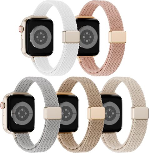 Slim Magnetic Braided Compatible with Apple Watch Bands 42mm 41mm 40mm 38mm 46mm 45mm 44mm 49mm Women Men, Stretchy Solo Loop Nylon Sport Strap for iWatch Series 11 10 9 8 SE 7 6 5 4 Ultra 3 2 1 in Kuwait