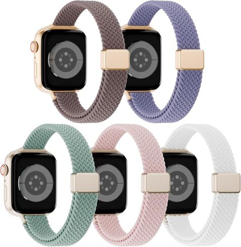 مضفر مغناطيسي نحيف متوافق مع أساور ساعة Apple 42 مم 41 مم 40 مم 38 مم 46 مم 45 مم 44 مم 49 مم للنساء والرجال، حزام رياضي من النايلون بحلقة منفردة قابلة للتمدد لسلسلة iWatch 11 10 9 8 SE 7 6 5 4 Ultra 3 2 1 in Kuwait
