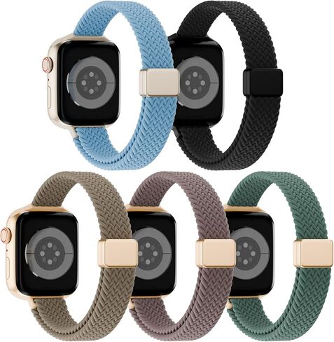 مضفر مغناطيسي نحيف متوافق مع أساور ساعة Apple 42 مم 41 مم 40 مم 38 مم 46 مم 45 مم 44 مم 49 مم للنساء والرجال، حزام رياضي من النايلون بحلقة منفردة قابلة للتمدد لسلسلة iWatch 11 10 9 8 SE 7 6 5 4 Ultra 3 2 1 in Kuwait