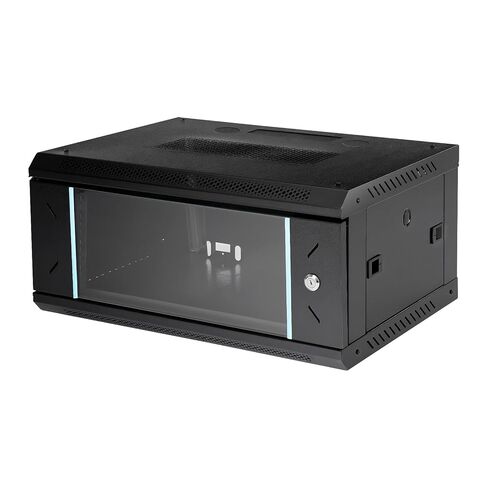 Wall Mount Server Cabinet 4U, 600x450x240mm Network Cabinet with Glass Locking Door, Server Organizer Enclosure for Home Office, Data Rack with Removable Side Panels, Ventilated, Black in Kuwait