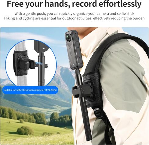 حامل عصا سيلفي لكاميرا Insta360/DJI/Gopro Action، مشبك حزام حقيبة الظهر، عصا سيلفي سريعة التحرير لـ X4 Air/X5/Go Ultra/Ace Pro 2/Osmo Action 6/5 Pro/Nano/360/Hero 13/12/Max 2 in Kuwait