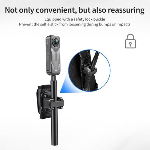 حامل عصا سيلفي لكاميرا Insta360/DJI/Gopro Action، مشبك حزام حقيبة الظهر، عصا سيلفي سريعة التحرير لـ X4 Air/X5/Go Ultra/Ace Pro 2/Osmo Action 6/5 Pro/Nano/360/Hero 13/12/Max 2 in Kuwait