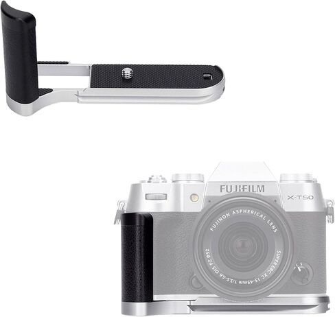 JJC مقبض يد معدني صلب على شكل حرف L لكاميرا Fuji Fujifilm X-T50 XT50، وسادات من الألياف الدقيقة مضادة للانزلاق، قاعدة Arca سويسرية سريعة الفك، يجب أن تحتوي على ملحقات Fujifilm XT50، أسود in Kuwait