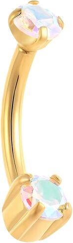 16G Internally Threaded Rook Piercing Jewelry for Men & Women, 316L Stainless Steel Gold Eyebrow Rings Vertical Labret Barbell Piercing Jewelry 6mm/8mm in Saudi Arabia