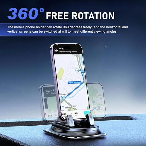 حامل هاتف على لوحة عدادات السيارة، حامل هاتف يدور 360 درجة، دعامة ملاحة للوحة القيادة غير قابلة للانزلاق، حامل هاتف محمول ذاتي اللصق، ملحقات لوحات عدادات عالمية تناسب معظم السيارات in Kuwait