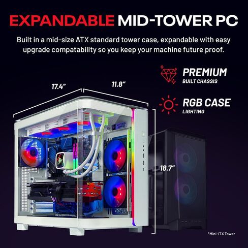 Skytech Gaming King 95 Gaming PC, AMD Ryzen 7 7700X 4.5GHz, AMD RX 9070XT 16GB VRAM, 1TB Gen4 NVMe SSD, 32GB DDR5 RAM 6000, 850W Gold ATX 3 PSU, 360 ARGB AIO, WI-FI 5, Windows 11, Desktop in Kuwait