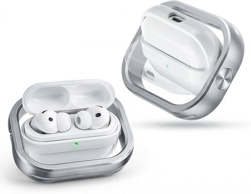 OATSBASF متوافق مع حافظات AirPods Pro 3 Generation 2025، مضادة للخدش قابلة للدوران 360 درجة، تدعم بطانة متدفقة للشحن اللاسلكي وغطاء واقٍ مقاوم للصدمات بإطار من سبائك الألومنيوم لجهاز AirPods Pro 3 in Kuwait