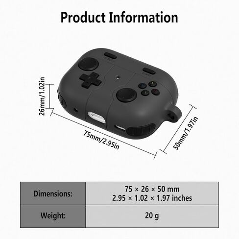 حافظة سيليكون مضحكة من Geiomoo لجهاز Air Pods Pro 3، غطاء بتصميم وحدة تحكم الألعاب الكرتونية مع حلقة تسلق ومجموعة منظف (رمادي) in Kuwait