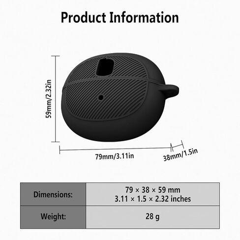 Geiomoo Silicone Case for Baseus BC1, Soft Flexible Scratch Resistant Protective Cover with Carabiner (Black) in Kuwait