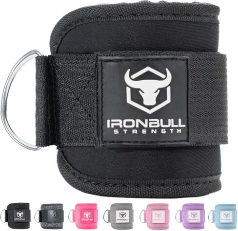 Iron Bull Strength Ankle Straps for Cable Machines (Pair) - Double D-Ring Attachment, Fully Adjustable, Breathable Comfort Neoprene - for Legs, Glutes, Abs and HIPS Workouts - Fits Women & Men in Saudi Arabia