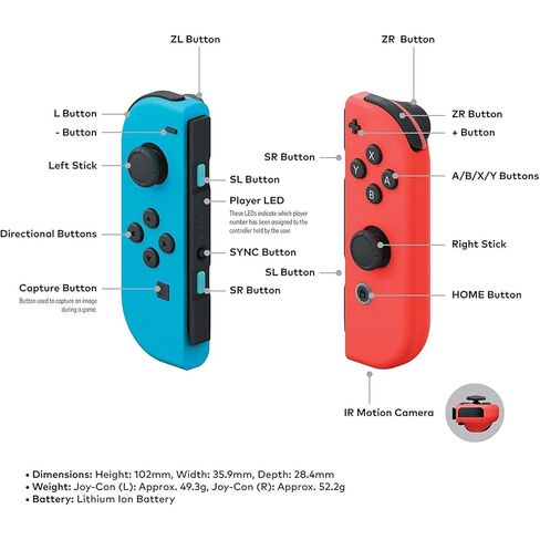 مجموعة Nintendo Switch باللون الأزرق النيون والأحمر Joy Con مع حقيبة حمل ذات غلاف صلب من Deco Gear (متجددة) in Kuwait