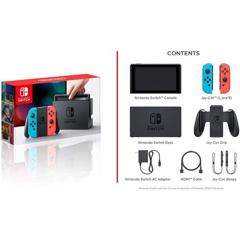 مجموعة Nintendo Switch باللون الأزرق النيون والأحمر Joy Con مع حقيبة حمل ذات غلاف صلب من Deco Gear (متجددة) in Kuwait