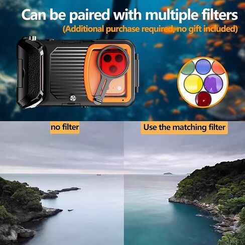 2026 Underwater Snorkeling Diving Phone Case for iPhone 17/16/15/14/13/ Pro Max/XR/XS/.[50ft/15m] Professional Scuba Dive Waterproof Case Underwater Photo Video（Apple Models-Left） 5G- Black Frame in Kuwait