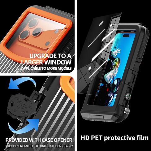 2026 Underwater Snorkeling Diving Phone Case for iPhone 17/16/15/14/13/ Pro Max/XR/XS/.[50ft/15m] Professional Scuba Dive Waterproof Case Underwater Photo Video（Apple Models-Left） 5G- Black Frame in Kuwait