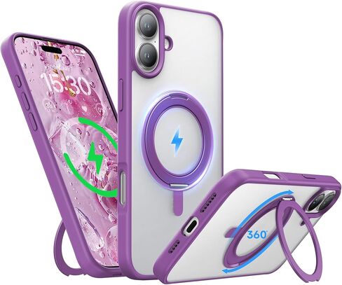 حافظة لهاتف iPhone 15 Pro Max مقاس 6.7 بوصة مع حامل حلقي مغناطيسي 360 درجة متوافق مع غطاء هاتف واقٍ مقاوم للصدمات من الكريستال الشفاف MagSafe مقاس 6.7 بوصات 2023، شفاف in Kuwait