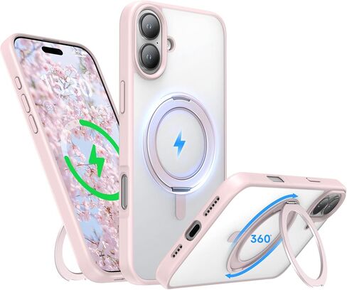 حافظة لهاتف iPhone 15 Pro Max مقاس 6.7 بوصة مع حامل حلقي مغناطيسي 360 درجة متوافق مع غطاء هاتف واقٍ مقاوم للصدمات من الكريستال الشفاف MagSafe مقاس 6.7 بوصات 2023، شفاف in Kuwait