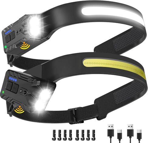 Nessciera Rechargeable LED Headlamp 3-Pack (New Model 2026), 500 Lumens, 230° Wide Beam, USB-C — Rotating & Pivoting Lamp Head; Lightweight, Hard-Hat Ready for Camping, Running, Fishing & Repairs in Kuwait