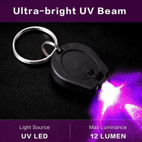 100 Pack Mini UV LED Keychain Flashlight, 395nm Ultraviolet Keychain Flashlight, UV Keychain Light Black Light for Detections-Black Shell in Saudi Arabia