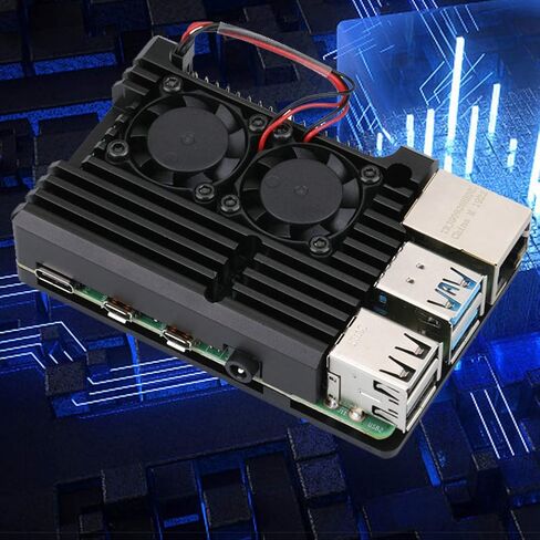 4 Model B/B + Case, Black Aluminum Alloy Ultra Thin Design - Efficient Heat Dissipation, Durable Lightweight Construction, Perfect Port Access for in Kuwait