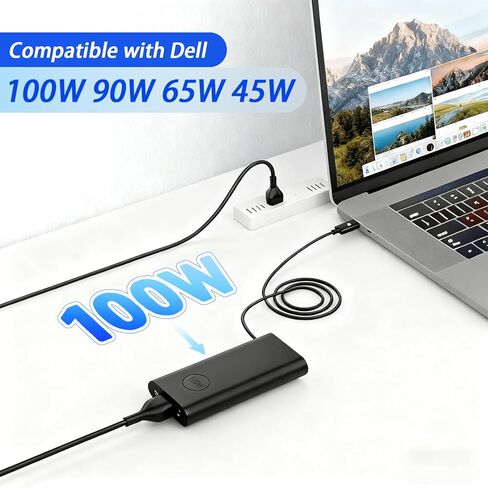 100W USB C Charger Replacement for Dell Latitude 5540 5440 7440 5340 7340 7640 9440 2-in-1, Precision 5480 3580 3480 3581 5680,14 16 5000 7000 5430 7430 7440 5630 Laptop Power Cord in Kuwait
