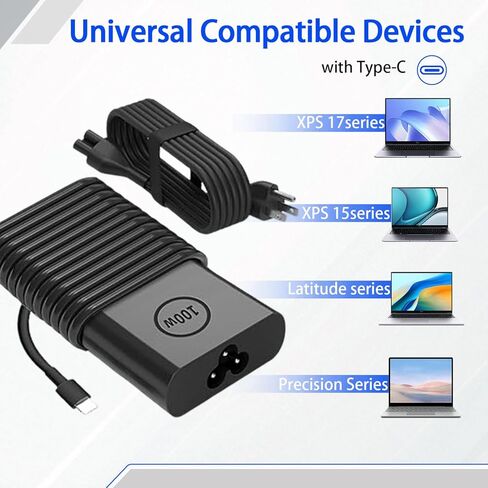 100W USB C Charger Replacement for Dell Latitude 5540 5440 7440 5340 7340 7640 9440 2-in-1, Precision 5480 3580 3480 3581 5680,14 16 5000 7000 5430 7430 7440 5630 Laptop Power Cord in Kuwait