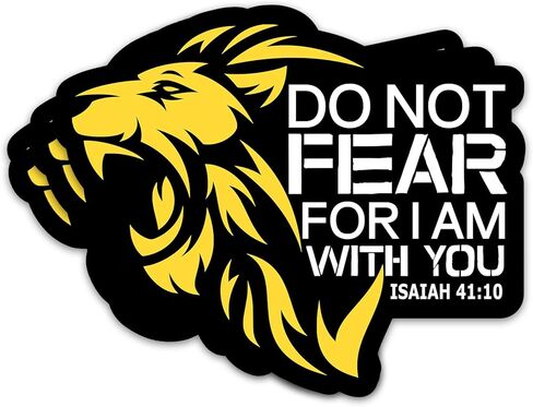 3PCs Do Not Fear for I Am with You Sticker Christian Faith Bible Verse Sticker Lion Warrior Religious God Worship Waterproof Vinyl Stickers for Laptop Water Bottle Decals Gifts for Women Men 3"x2.5" in Kuwait