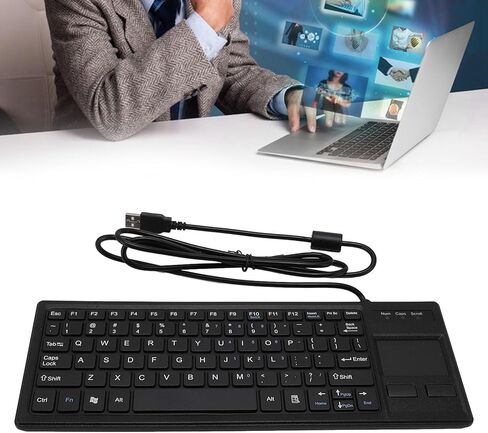 Zopsc Industrial Keyboard with Touchpad, Mechanical USB, IP68 Waterproof, 104 Keys, Black in Kuwait