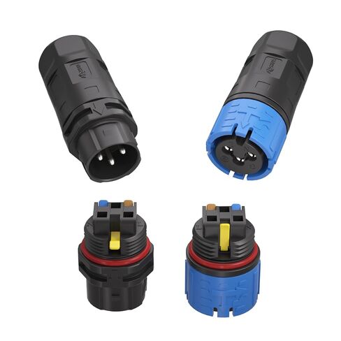AOHUA 4-Pack Q20 IP68 موصل مقاوم للماء 3 دبابيس - مقبس توصيل كهربائي سريع 300 فولت/15 أمبير ذكر/أنثى لكابلات 5.5-10 مم، درجة صناعية/طيران (AH-Q20-1503FMZ/MFZ01232) in Kuwait