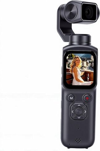 Yunseity 4K Handheld Action Camera, 75MP 330 Degree Smart Face Tracking Sports Camera with 1.72 Inch Touch Screen, for Vlog Skiing Diving Hiking (White) in Kuwait