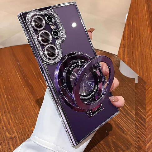 حافظة Changjia لهاتف Samsung Galaxy S26 Ultra المغناطيسية اللامعة، [متوافقة مع Magsafe] حجر الراين الماسي اللامع اللامع مع واقي الكاميرا للنساء والفتيات لهاتف Galaxy S26 Ultra، أرجواني in Kuwait